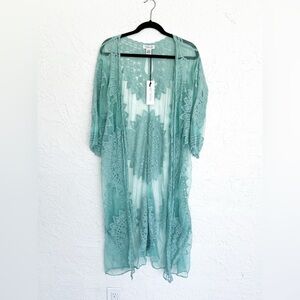 Rachel Zoë Beach Swim Coverup Lace Kimono NWT